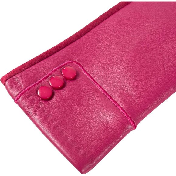 Womens Rose-Red Winter Fashion Leather Windproof Warm Suede Driving Dress Gloves - Picture 3 of 7